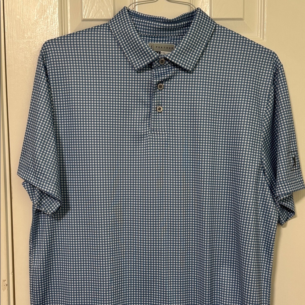 PGA Blue and White Patterned Polo Shirt